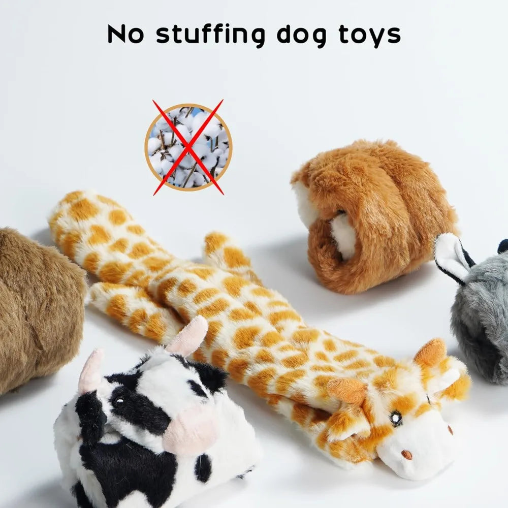 5 PCS Crinkle Plush Dog Squeaky Toys, No Stuffing, for Small Medium Large Dogs, Stuffless Puppy Toys