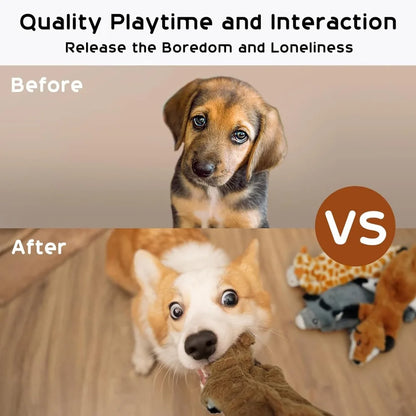 5 PCS Crinkle Plush Dog Squeaky Toys, No Stuffing, for Small Medium Large Dogs, Stuffless Puppy Toys